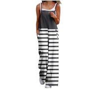 Ladies Elasticated Waist Convertible Capri Romper Women Summer Harem Cotton Pants European And American Sling Solid Pocket Casual Jumpsuit Summer Overalls Romper Wide Leg Jumpsuit For Women UK