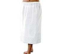 Ladies Elasticated Waist Half Slip Petticoat With Pretty Embroidery White 12-14