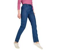Amber Ladies Elasticated Waist Pull On Jean 100% Cotton High Waisted Jeans for Women with Adjustable Drawstring Stonewash 10 Extra Short