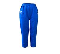 Ladies Elasticated Waist Stretch Capri Pants Short Womens 3/4 Length Cropped Pockets Trouser Royal Blue