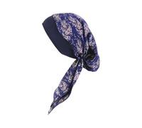 Ladies Elegant Chemo Cap Elastic Silky Head Scarf for Cancer Headwrap Women Sleeping Beanie Bonnet Headwear Head Cover Turbans for Long Hair Hair Loss, Blue Floral