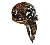 Ladies Elegant Chemo Cap Elastic Silky Head Scarf for Cancer Headwrap Women Sleeping Beanie Bonnet Headwear Head Cover Turbans for Long Hair Hair Loss, Coffee Leopard