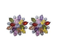 Ladies Elegant Crystal Flowers Earrings Stone Flower Stud Earrings for Girls Sensitive Ears Gorgeous Fashion Trend for Women Girls Valentine Holiday Party Gift