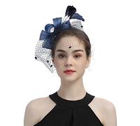 Ladies Elegant Fascinator Pillbox Hat Decorated with Feathers & Flowers for Wedding, Mother of The Bride, Cocktail, Ball Events, Church & Tea Party Headpiece