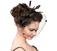 Ladies Elegant Fascinator Pillbox Hat Decorated with Feathers & Flowers for Wedding, Mother of The Bride, Cocktail, Ball Events, Church & Tea Party Headpiece