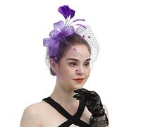 Ladies Elegant Fascinator Pillbox Hat Decorated with Feathers & Flowers for Wedding, Mother of The Bride, Cocktail, Ball Events, Church & Tea Party Headpiece