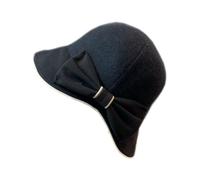 Ladies Elegant Winter Bucket Hat with Bowknot British Style Bowler Hat Vintage Packable Classic Bucket Hat for Women, Black