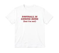Ladies England Baby Tee - White Cotton T-Shirt with Red It's Coming Home (But I'm Not) Print - Funny Womens Fan Tee, Football Match Day Slogan Top, Ladies-Fit