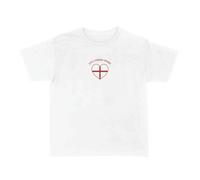 Ladies England Coming Home Heart Baby Tee - Medium - White Cropped Cotton T-Shirt with Red St George Cross Heart Print - Womens Fitted Football Fan Top