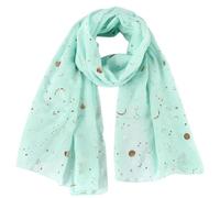 Ladies Evening Star Sparkle Scarves Women Scarf Lightweight Wedding Shawl Wrap Star and Moons Foil Scarf,180 x 70 cm (Green)
