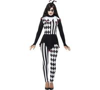 Ladies Evil Jester Halloween Fancy Dress Costume
