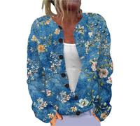 Ladies Fair Isle Cardigans for Women UK Retro Floral Printed Women's Single Plush Art Print Comfortable Knitted Cardigan Long Sleeve Norwegian Wood Womens Sweaters Cardigans Women's Fashion