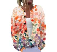 Ladies Fair Isle Cardigans for Women UK Retro Floral Printed Women's Single Plush Art Print Comfortable Knitted Cardigan Long Sleeve Norwegian Wood Womens Sweaters Cardigans Women's Fashion