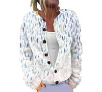 Ladies Fair Isle Cardigans for Women UK Retro Floral Printed Women's Single Plush Art Print Comfortable Knitted Cardigan Long Sleeve Norwegian Wood Womens Sweaters Cardigans Women's Fashion