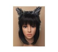 Ladies Fancy Black Grey Faux Fur Werewolf Ears Hairband Womens Fancy Party Wear Accessory One Size