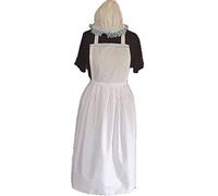 Ladies Fancy Dress Full Apron & MOP Cap Victorian Edwardian Poor Blue LACE (med)