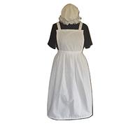 Ladies Fancy Dress Full Apron & MOP Cap Victorian Tudor Edwardian Poor WW1 (Small)