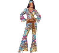 Ladies fancy dress hippy flower power costume