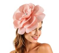 Ladies Fascinator Wedding Hat, Hats and for Weddings Feather Headband Women's Fascinators Tea Party Headwear with Clip Flower Head Band Girls & Women Women, Light Pink1 Fascinators