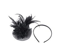 Ladies Fascinator Wedding Hat,Headdress Feather Mesh Hair Accessories Faux Flowers Head Flowers Retro Fascinators Hat Flower Mesh Ribbons Feathers On A Headband Wedding Prom Women Girls