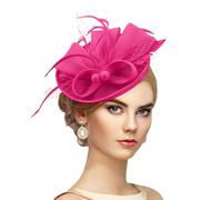 Ladies Fascinator Wedding Hat Solid color Elegant Feather Mesh Hair Accessories Fashionable Elegant Flowers Retro Fascinators Hat Simple Mesh Ribbons Feathers Headband for Cocktail Tea (One Size)