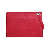 Ladies Fashion Bag Leather Envelope Dinner Ladies Color Bag Clutch Solid Handbag Hangers for Closet (Red, One Size)