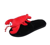 Ladies Fashion Cute Plush Lobster Open Toe Flat Casual Warm Furry Slippers Long Slipper Socks for Women (Black, 4.5)
