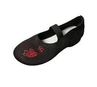 Ladies Fashion Flat Casual Shoes Breathable Knitting Comfortable Solid Color Slip On Everyday Wear Versatile Footwear for Women (Black, 4.5)