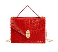 Ladies Fashion Hasp Chain Small Square Bag Shoulder Bag Messenger Bag Bag Laptop Shoulder Bag (Red, One Size)