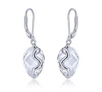 Ladies Fashion Jewelry White Topaz Sterling Silver Drop Earrings Fancy Cut Shiny Elegant Pendant