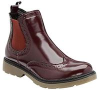 Ladies Fashion Pull On Soft Faux Leather Ankle Chelsea Boots Black Size UK 3-8 (3 UK, Burgundy Brogue)
