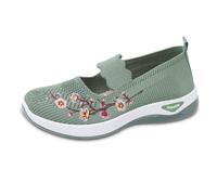 Ladies Fashion Solid Color Breathable Knitted Mesh Embroidered Decorative Flat Bottom Casual Sports Shoes (Black 6.5) for Men Wide High Arch