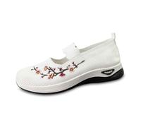 Ladies Fashion Solid Color Breathable Knitted Mesh Embroidered Decorative Flat Bottom Casual Sports Shoes (Black 6.5) for Men Wide Size9