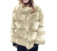 Ladies Faux Fur Coats and Jackets Clearance,Women Faux Fur Coat Today's Deals,Winter Plus Size Long Sleeve Body Warmer Coat Solid Thick Furry Outerwear Shaggy Parka Jacket Mid-length Coat S-4XL