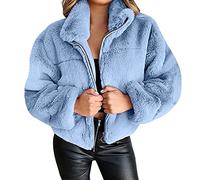 Ladies Faux Fur Coats and Jackets Clearance,Women Faux Fur Coat Today's Deals,Winter Short Fur Overcoat Zipper Long Sleeve Body Warmer Coat Solid Thick Furry Outerwear Shaggy Parka Jacket S-5XL