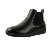 Ladies Faux Leather Chelsea Ankle Boots Womens Wedge Heels Zip Work Work Office Shoes UK 6 Black