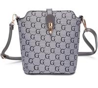 Ladies Faux Leather Crossbody Bucket Bag Women Medium Shoulder Designer Handbag with Adjustable Strap & Zip Closure - Ideal for Travel, Work, Parties (8203G - GREY)