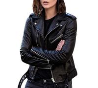 Ladies Faux Leather Jacket Biker Jacket Women Womens Short Pu Leather Jacket Jackets for Women Vintage Leather Motorcycle Jacket Women Plus Size Oversized Slim Fit Faux Leather Coat Women Black 4XL