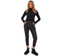 Ladies Faux Leather Look Wet Look P. U. Magic Trousers Joggers Pants Stretchy Italian with Pockets Black