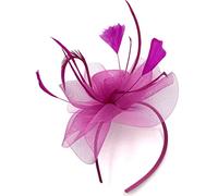 Ladies Feather Aliceband/Headband Fascinator for Weddings, Races, Royal Ascot Hair Piece (Hot Pink)