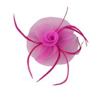 Ladies Feather Wedding Fascinator Mesh Flower Hair Clip Elegant Flower Feather Headband Women Bridal Fascinator Pillbox Hat Headwear with Headband and Clip Accessories for Cocktail Tea Party Weddings