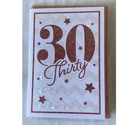 Ladies Female Age 30 30th Thirty Thirtieth 30 Thirty Birthday Card White/Pink Words/Stars Glitter/Foil Detail(PRELUDE35077-2)