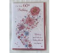 Ladies/Female Age 60 60th Sixty Sixtieth On Your 60th Birthday Card Multi Flowers/Pink Words Foil Detail(PRESTIGE39375)