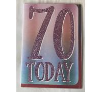 Ladies Female Age 70 70th Seventy Seventieth 70 Today Birthday Card Pink/Blue Purple Words Glitter Detail(OTB17480)