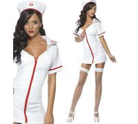 Ladies Fever No Nonsense Nurse Costume Adults Sexy Hen Party Fancy Dress UK 4-18