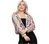 Smiffys Fever Pom Pom Festival Jacket, Rainbow (Size L-X1)