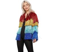 Smiffys Fever Tinsel Festival Jacket, Rainbow, Fever Fancy Dress, Fever Dress Up Accessories