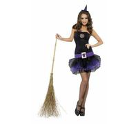 Ladies Fever Tutu Witch Halloween Fancy Dress Costume