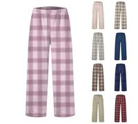 Ladies Flannel Pyjama Sleep Bottoms Plaid Casual Thick Pajama Trousers Loose Fit Comfortable Winter Home Loungewear Thick Themal Flannel Pj Bottoms Comfy Nightwear Straight Legs Loungewear Trousers