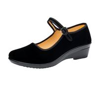 Ladies Flat Heel Shoes Shoes Black Women's Slip On Flats Versatile Chic Mary Janes(Black 4,5UK)